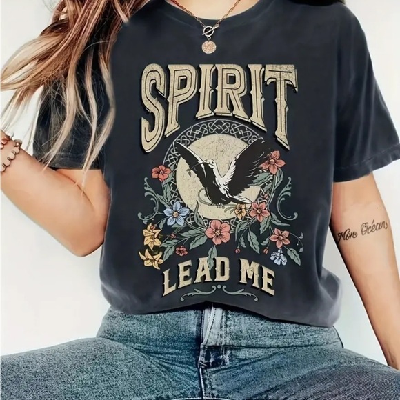 unbranded Tops - NIB Women’s Crew Neck T-shirt Relaxed Fit Casual Short Sleeve “Spirit Lead Me”
